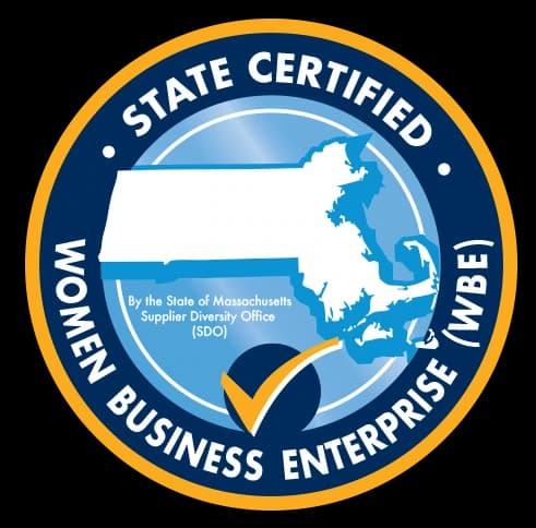 State Certified Women Business Enterprise (WBE) seal — Commonwealth of Massachusetts Supplier Diversity Office