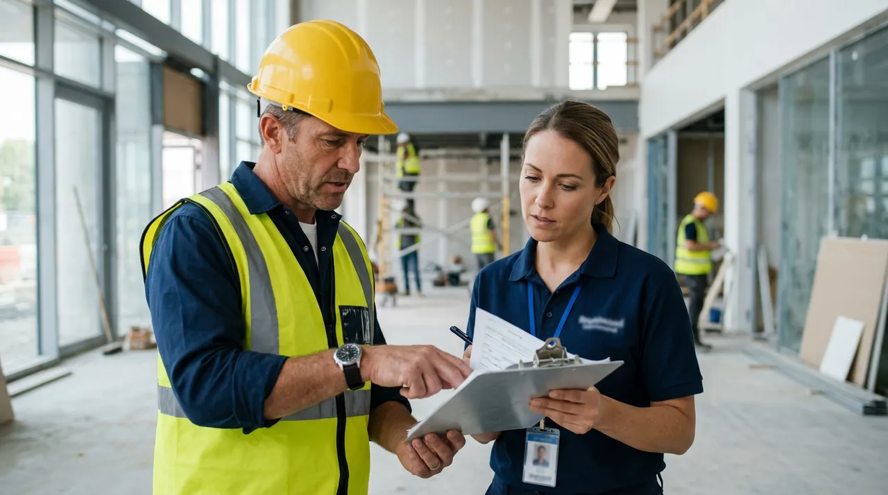 General contractor reviewing a post construction cleaning company quote and certificate of insurance