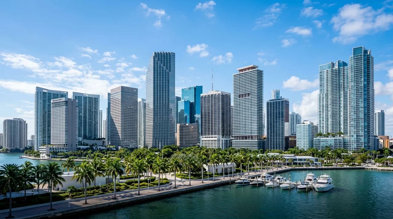Miami Brickell skyline where post construction cleaning serves new high-rise commercial towers